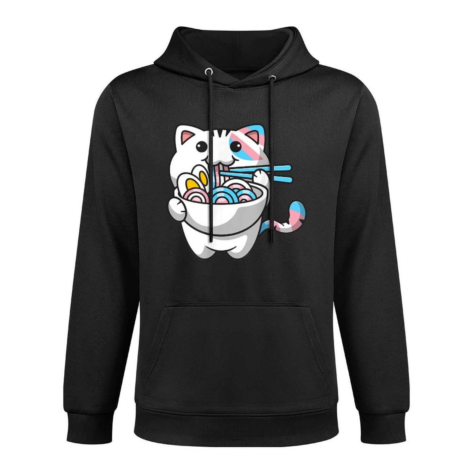 Transgender Pride Kawaii Cat Ramen Noodles Trans Colorfast Hoodie