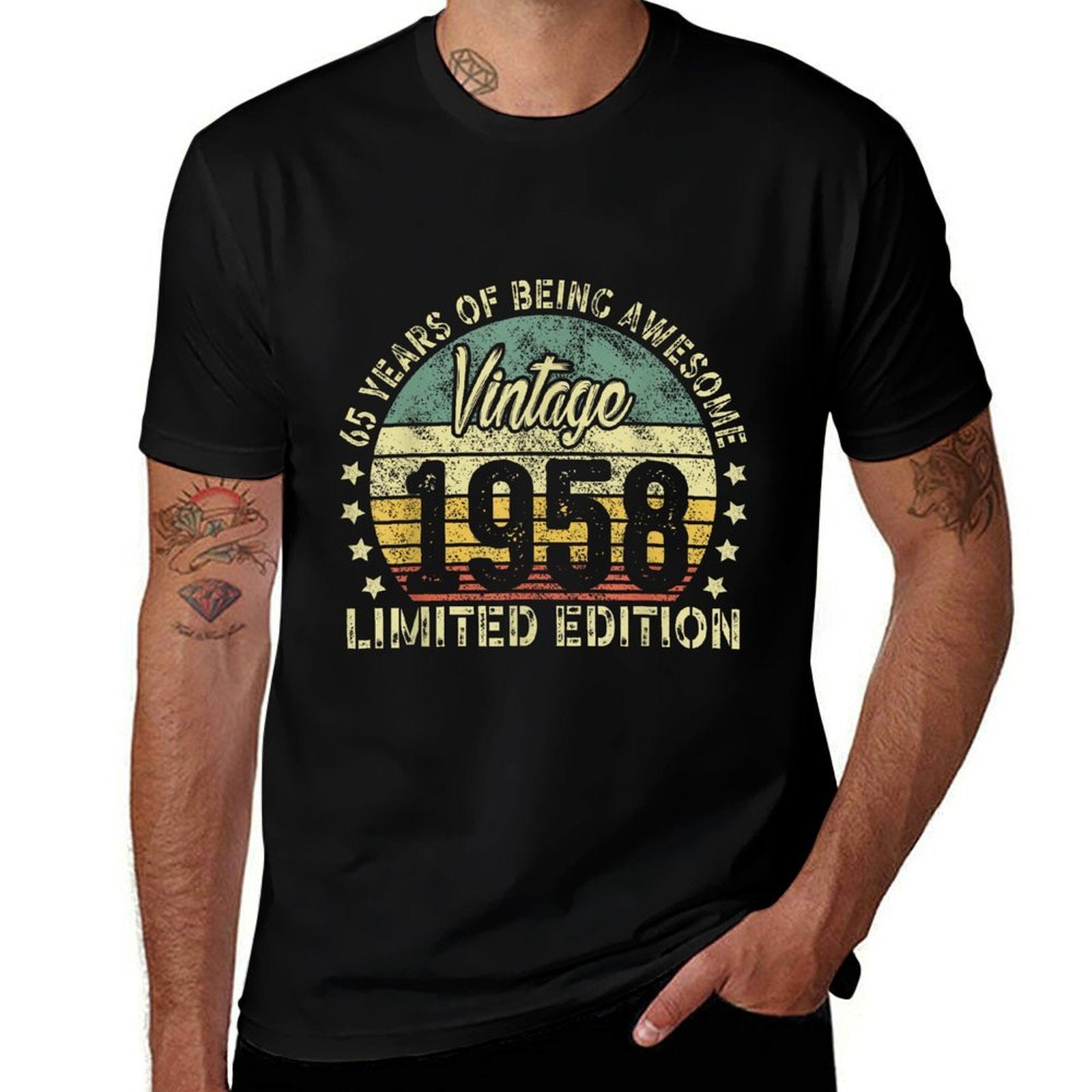 Vintage 1958 Limited Edition 65 Year Old Retro 65th Birthday  Summer-ready Fabric T-Shirt