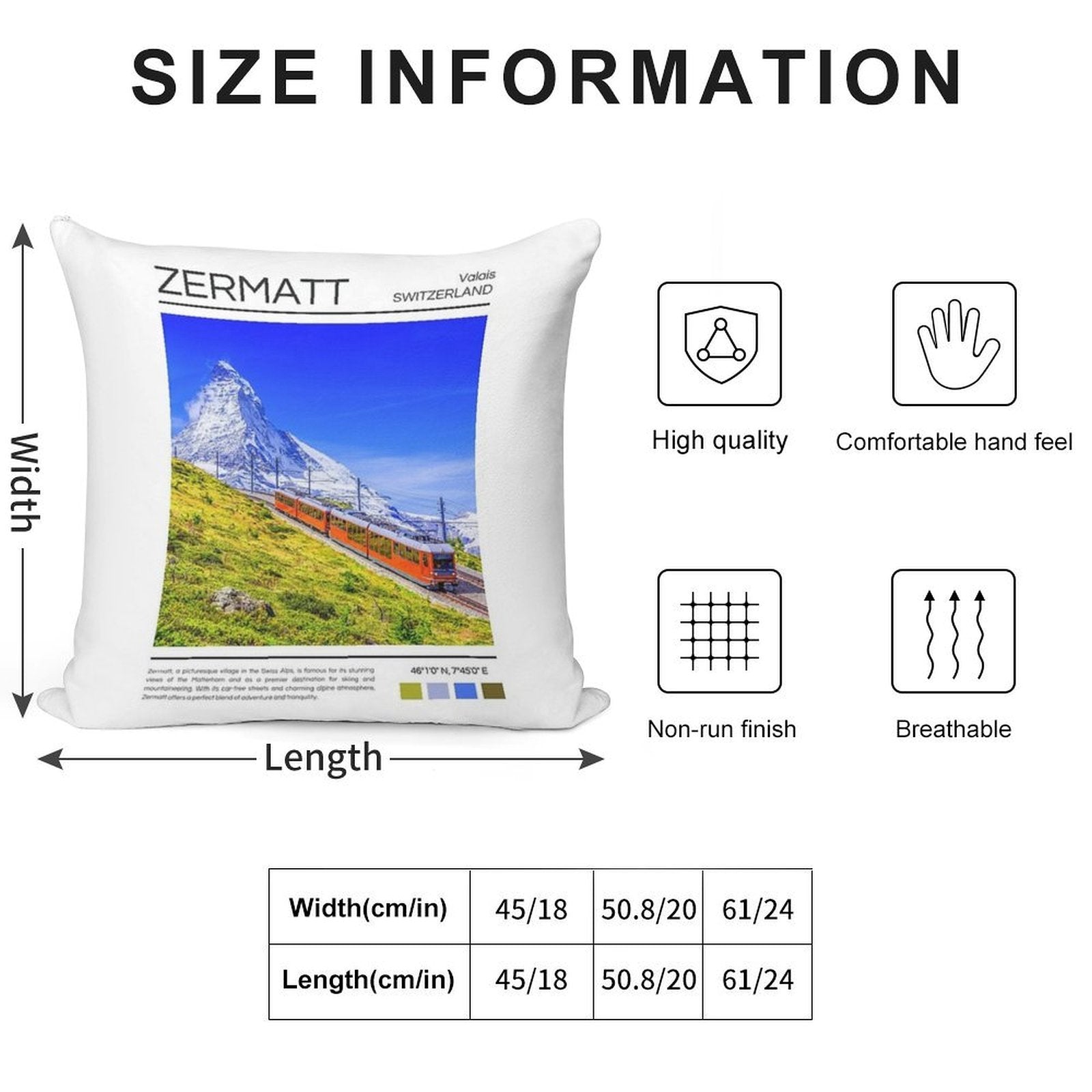 Zermatt - Switzerland - Photography Soft Hidden Zipper Throw Pillow