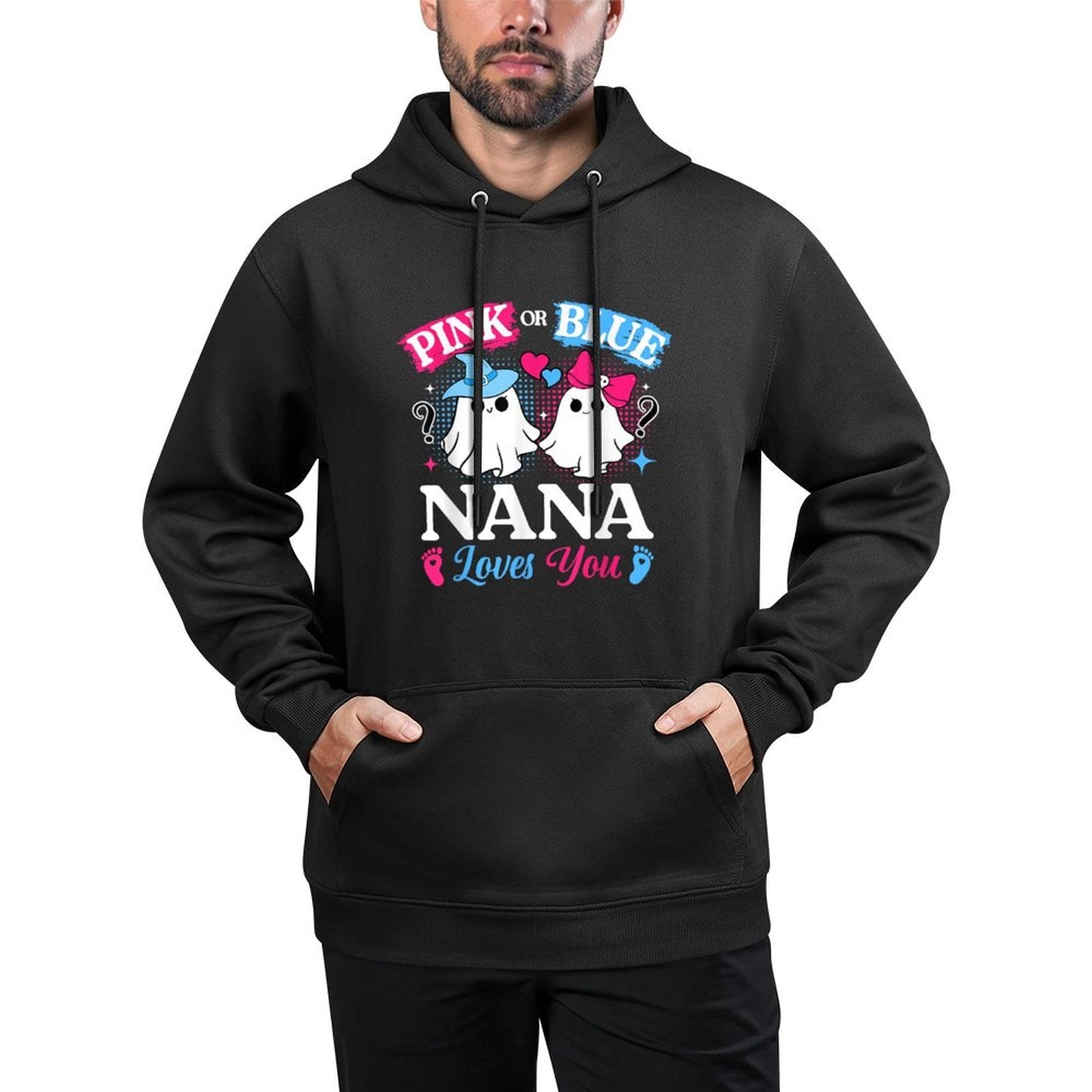 Pink Or Blue Nana Loves You Gender Reveal Halloween Cotton-Polyester Blend Hoodie