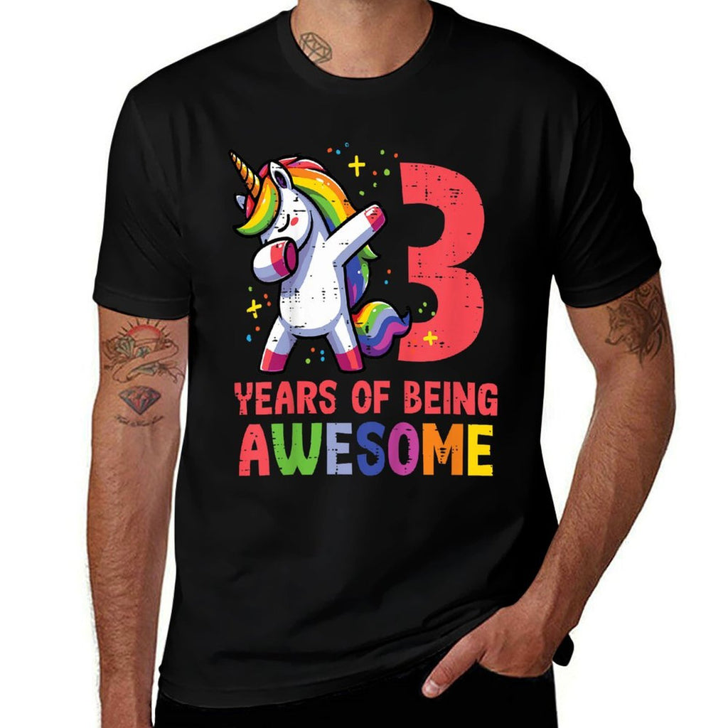 Kids 3 Years Of Being Awesome Unicorn Dab 3rd Birthday Girls Kids  Versatile T-Shirt