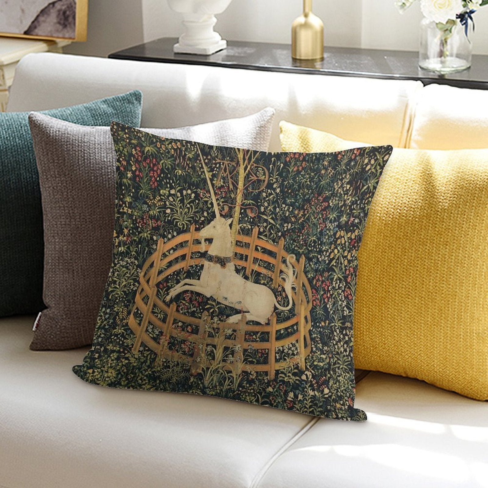 Unicorn Tapestry Soft Decorative Cover Throw Pillow