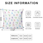 Alef Beis Letters Alef-zayin White Background Random Spacing Soft Fade-Resistant Throw Pillow