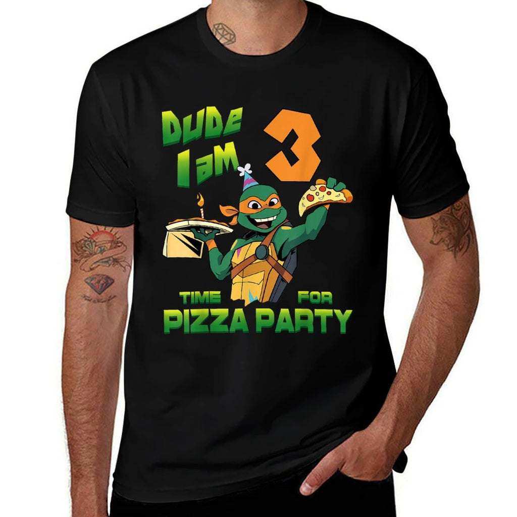 Mademark Xnage Mutant Ninja Turtles - Dude I Am 3 Years Old Mikey Pizza Birthday Party  Affordable Price T-Shirt