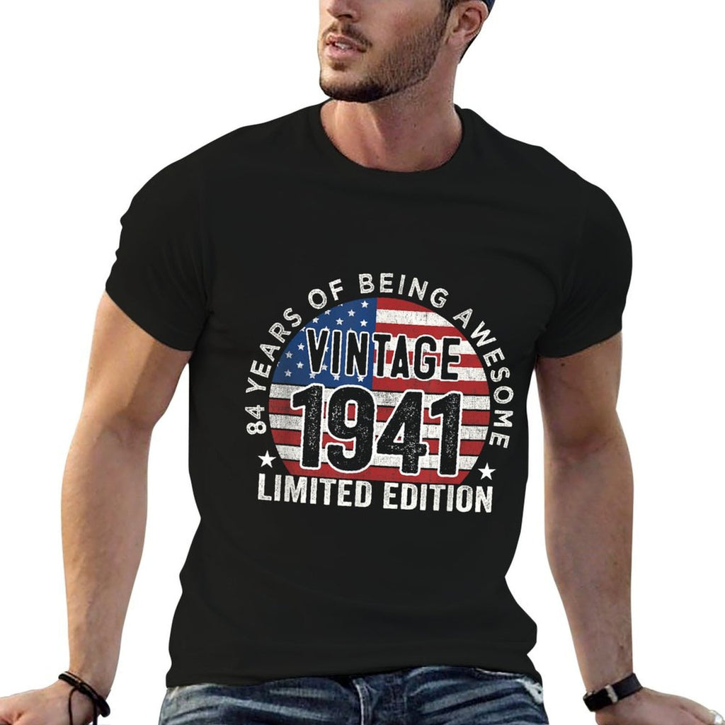 84th Birthday Gifts Men Vintage 1941 84 Years Old USA  Relaxed-fit T-Shirt