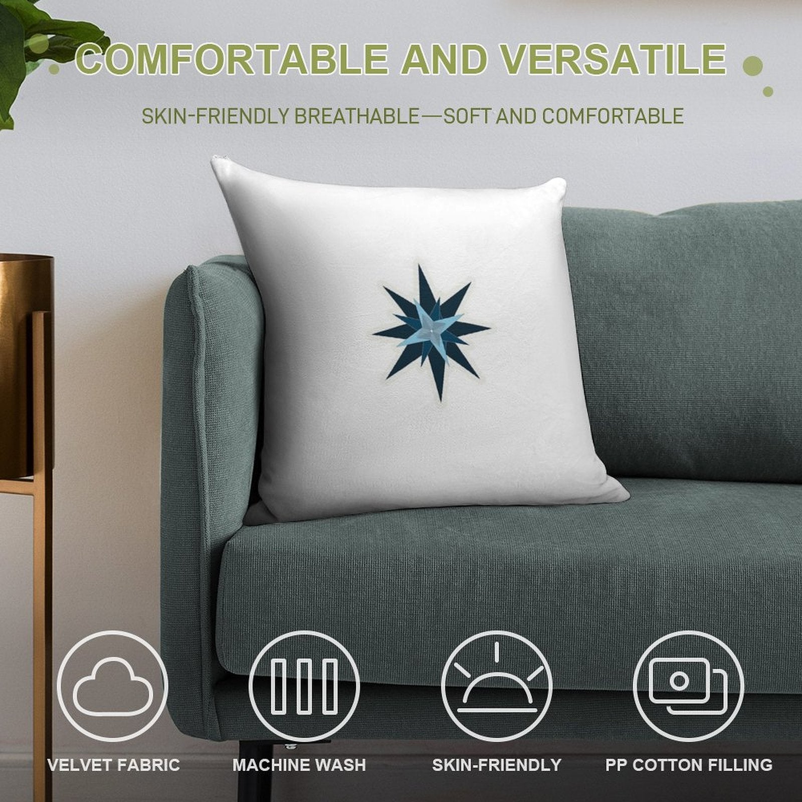 Moravian Star Sticker Soft Washable Throw Pillow