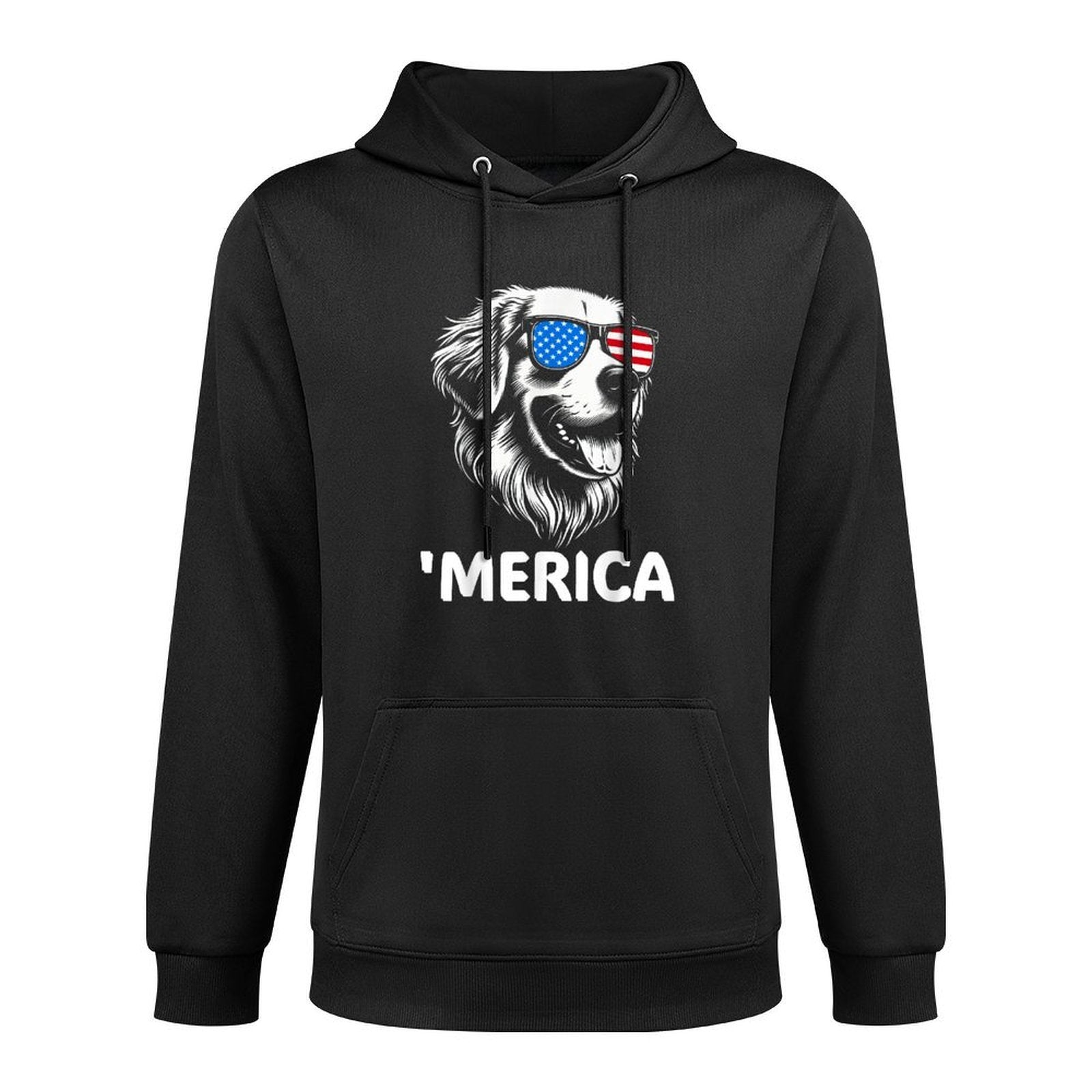 Merica Patriotic Golden Retriever Dog 4th of July Moisture-Wicking Hoodie