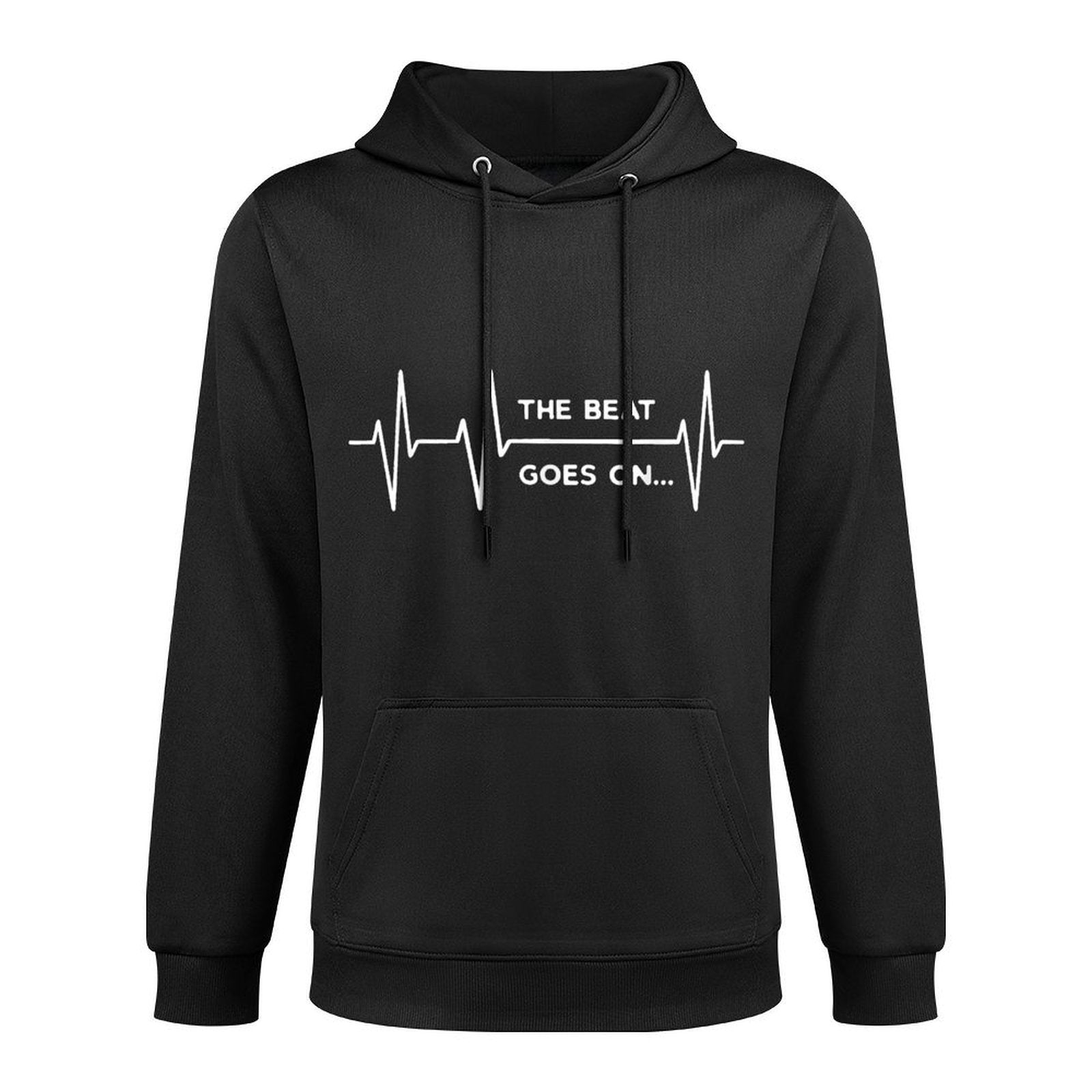 The Beat Goes on Heartbeat Rehab After Surgery Heart OP Kangaroo Pocket Hoodie