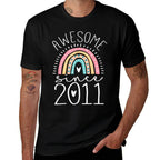 Awesome Since 2011 14th Birthday Rainbow Gifts Born In 2011  Fade-proof Color T-Shirt