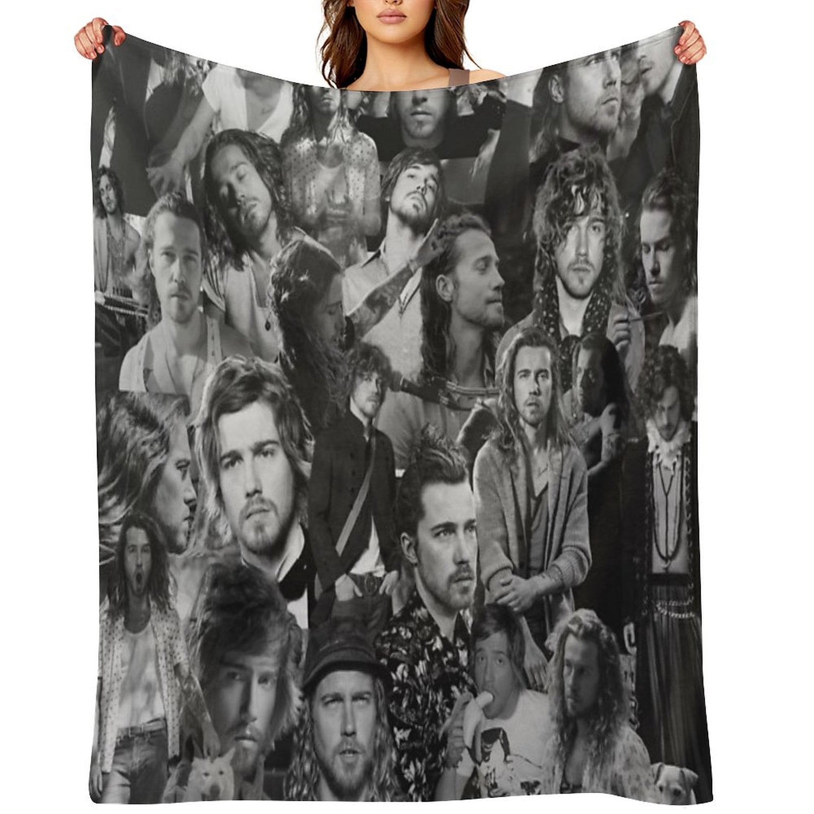 Julien Doré French Singer Abstract Collage - Black And White Version Compact Throw Blanket