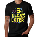 FIVE 5 YEARS LATER 5 Year Old Birthday Gifts for Girls Boy  Oversized Silhouette T-Shirt