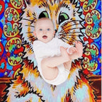 CAT PLAYING A PIANO  Vintage Psychedelic Abstract Louis Wain Print Wrinkle-free Throw Blanket