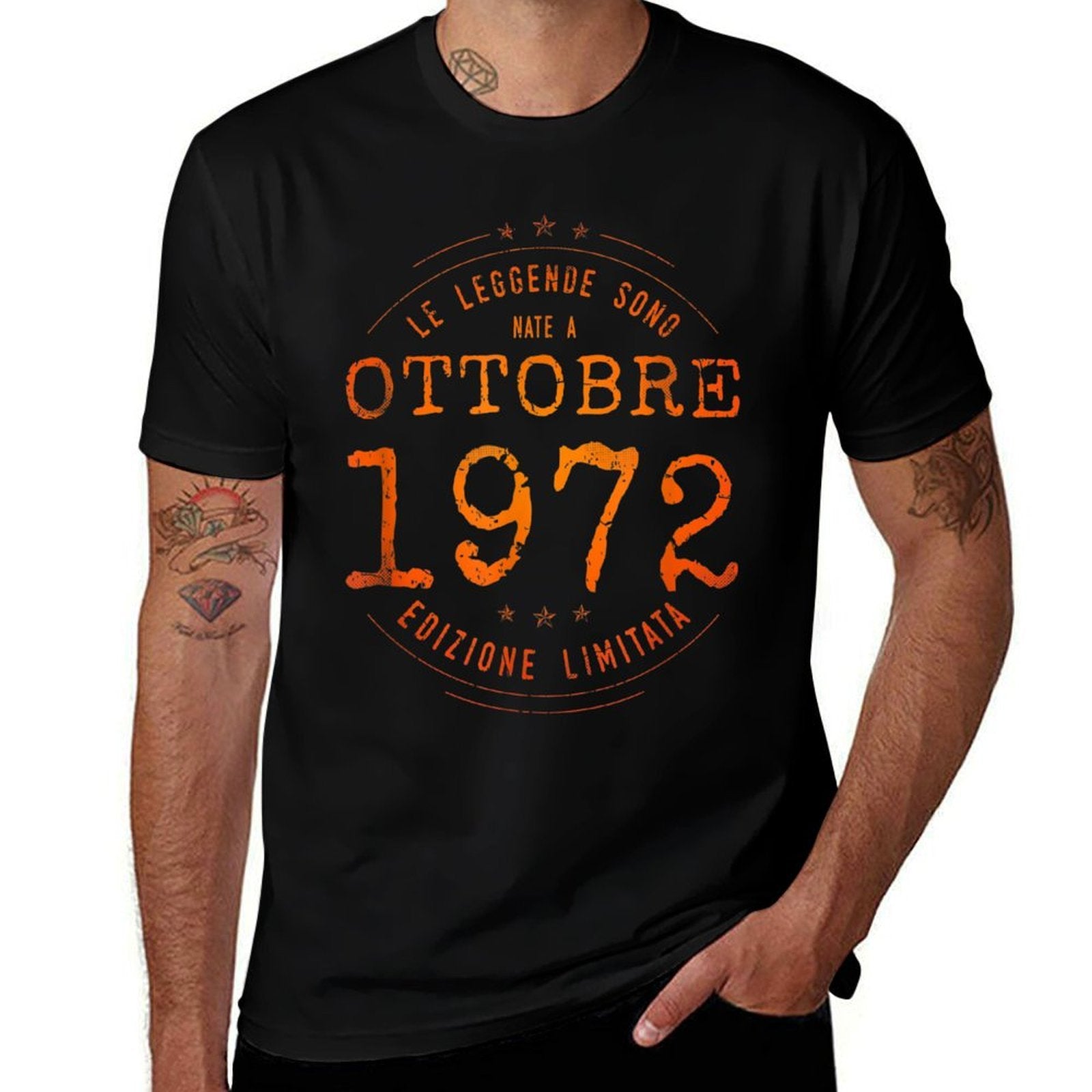 Legends Born In October 1972 50th Birthday 50 Years Old  High-quality Stitching T-Shirt