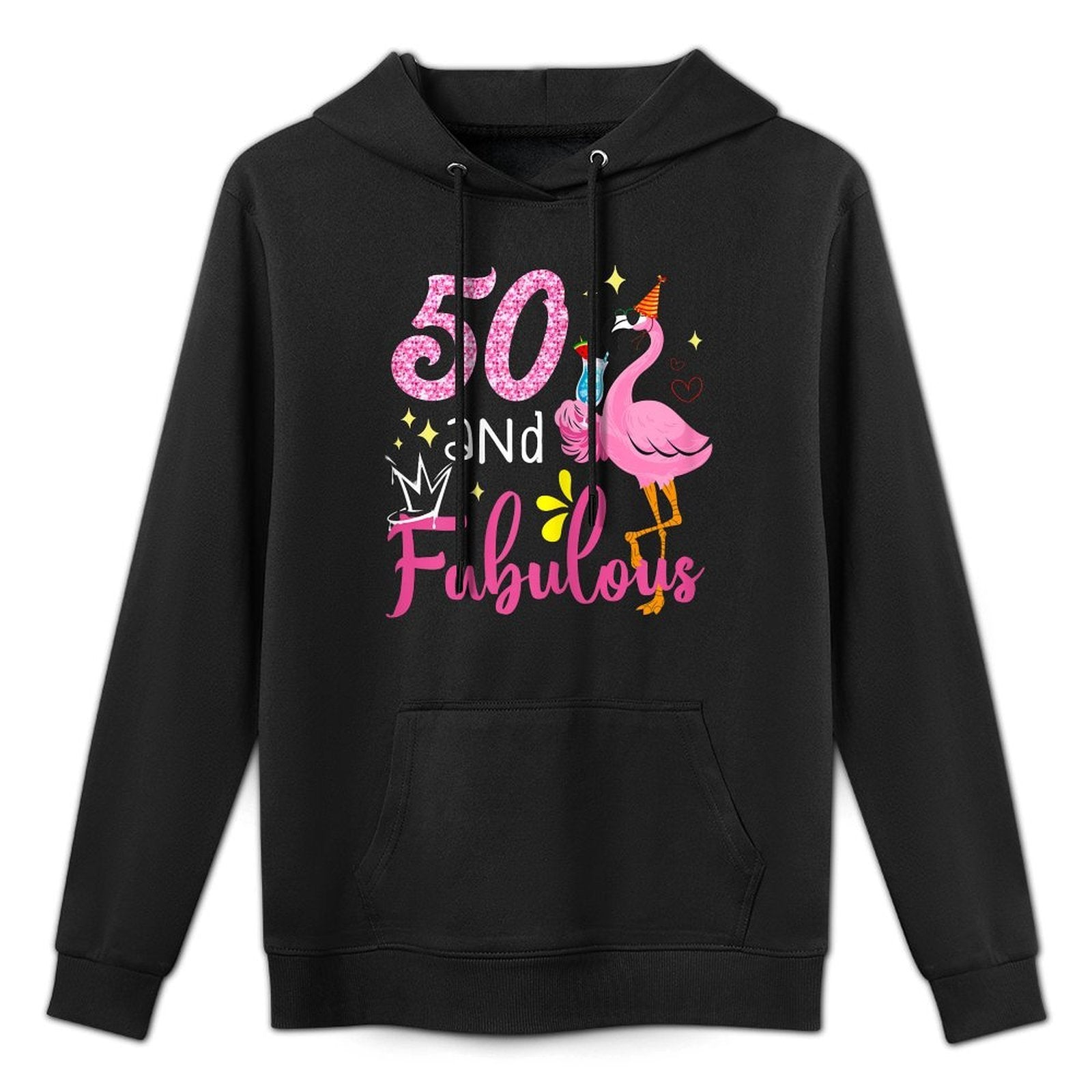 50 And Fabulous 50 Year Old Flamingo 50th Birthday Gifts Shape Retention Hoodie