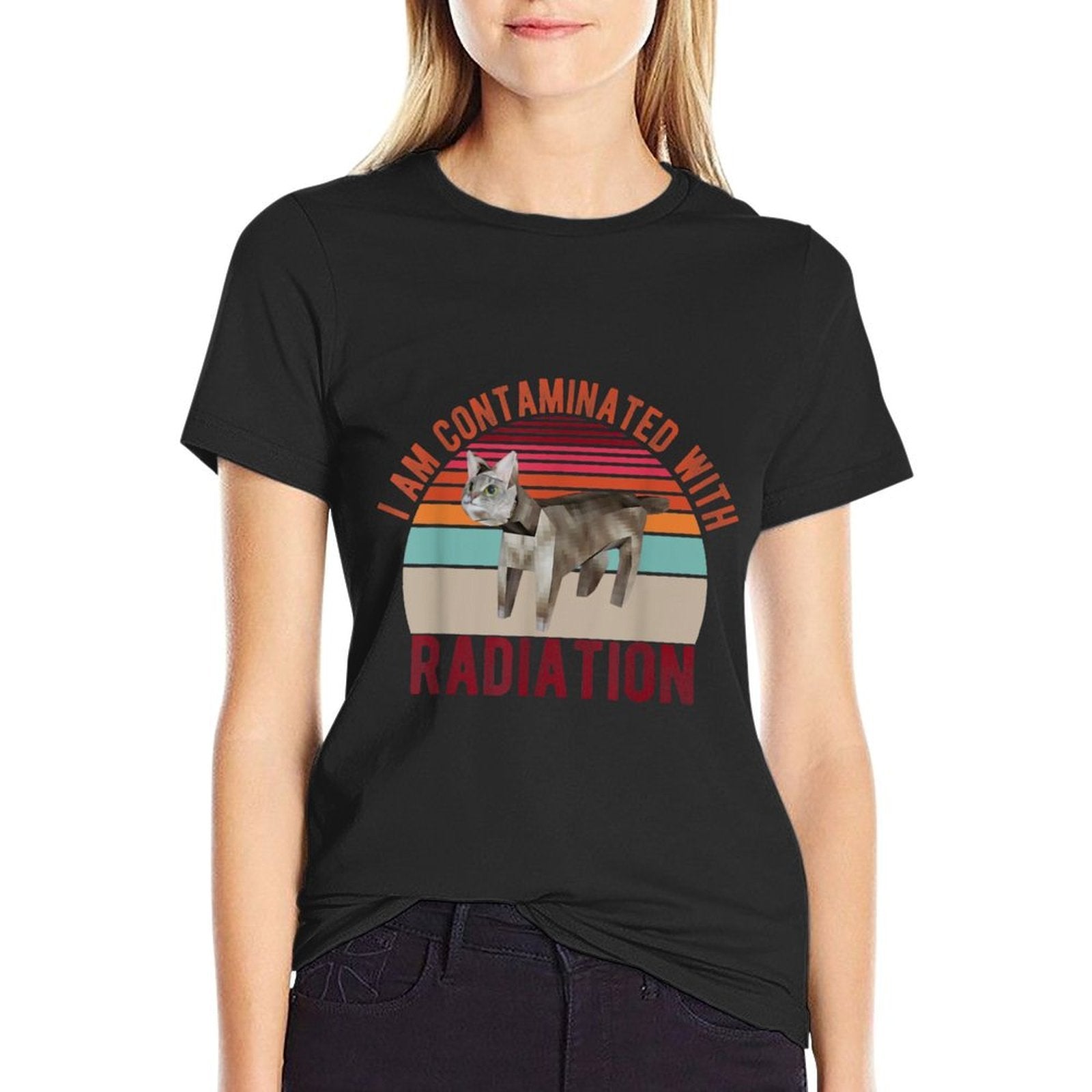 I Am Contaminated with Radiation Cat Meme Retro  Moisture-wicking T-Shirt