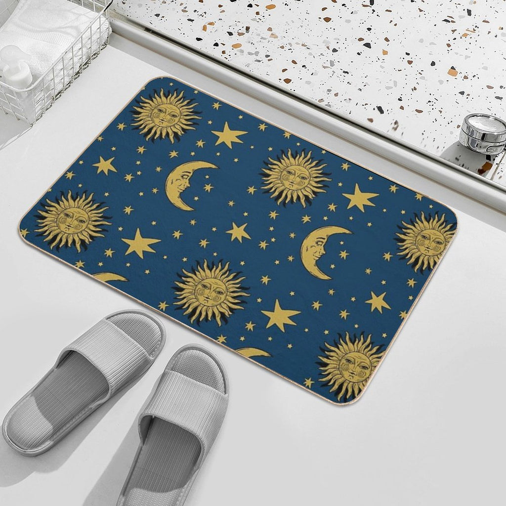 90s Whimsi-goth Celestial Sun And Moon Pattern  Multi-Purpose Bath Mat