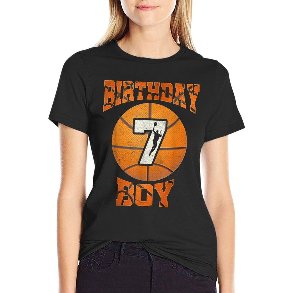7th Birthday Outfit Boy Basketball Seven 7 Year Old Funny  Soft T-Shirt