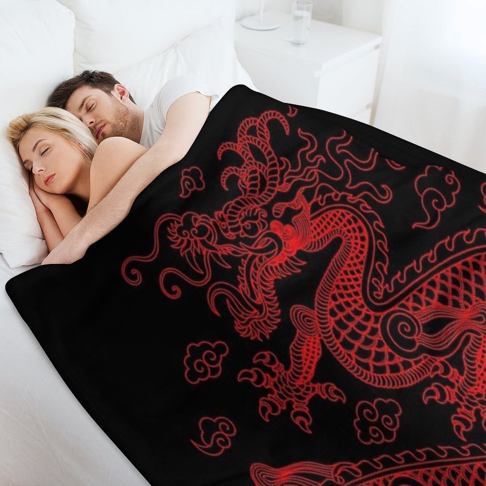 Red Chinese Dragon Wrinkle-free Throw Blanket