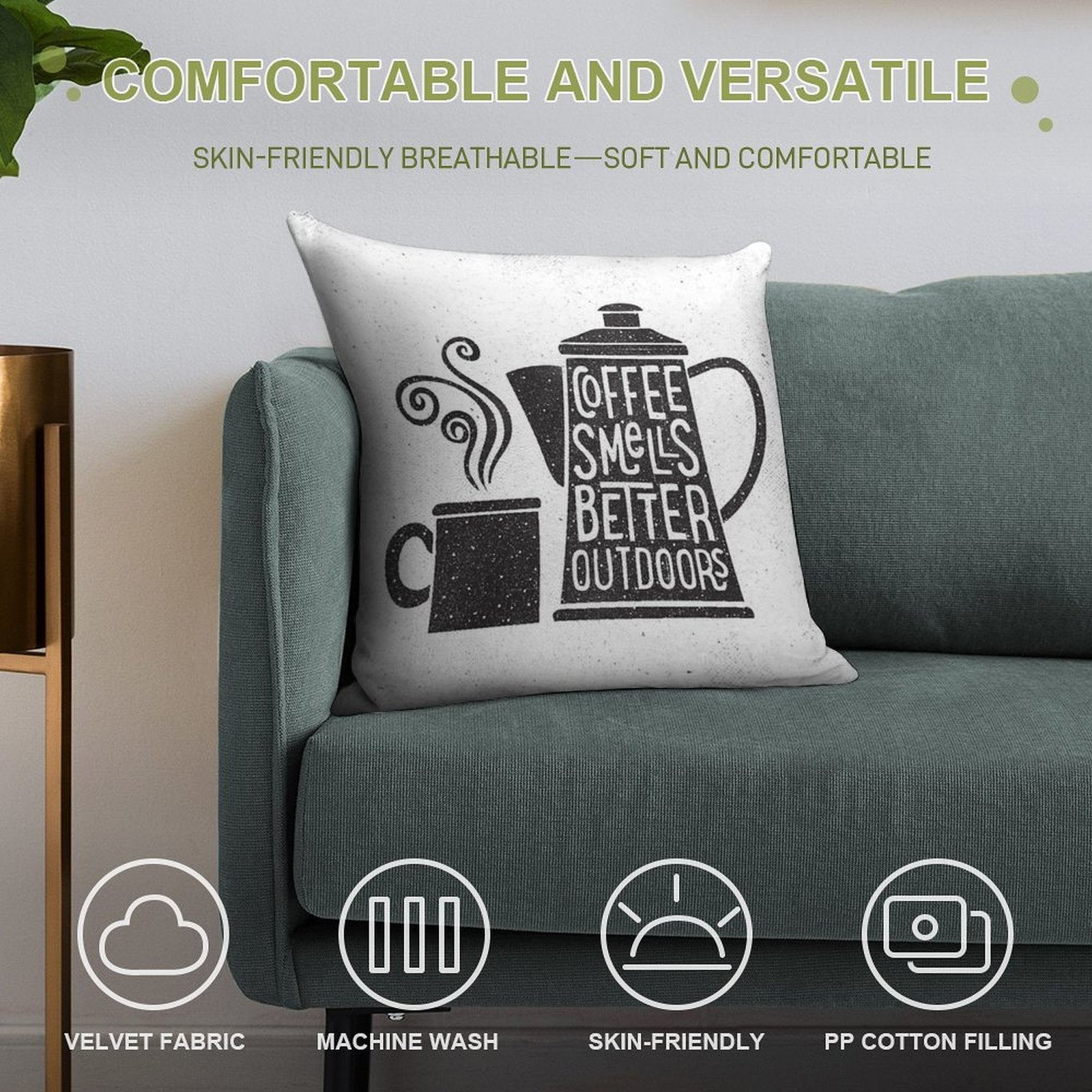 Coffee Smells Better Soft Decorative Cover Throw Pillow