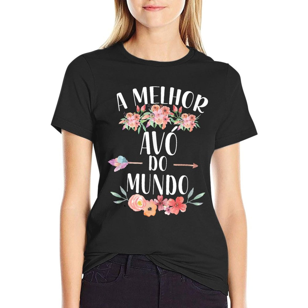 A Melhor Avo Do Mundo Portuguese Grandma Floral  Oversized Silhouette T-Shirt
