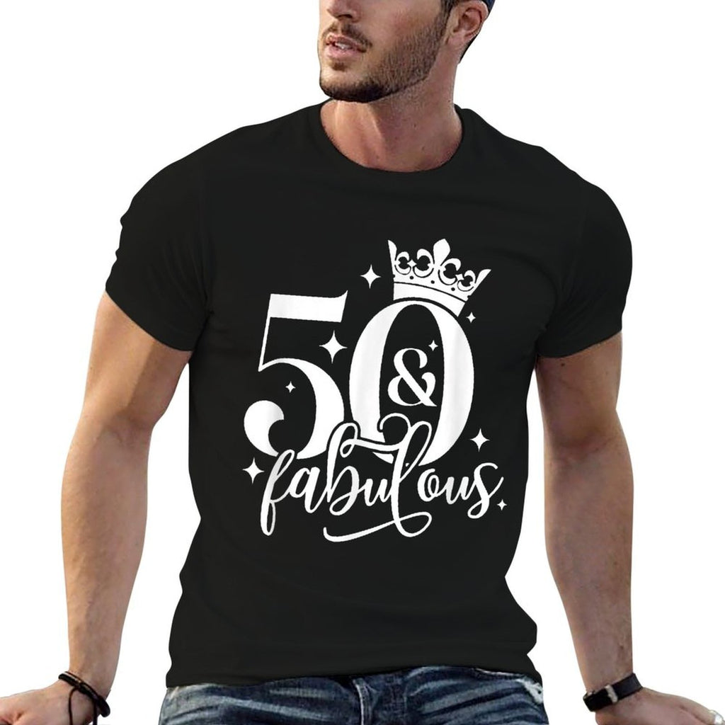 Cool Birthday 50 And Fabulous, 50th Birthday, Birthday Queen, Birthday  Ribbed Collar T-Shirt