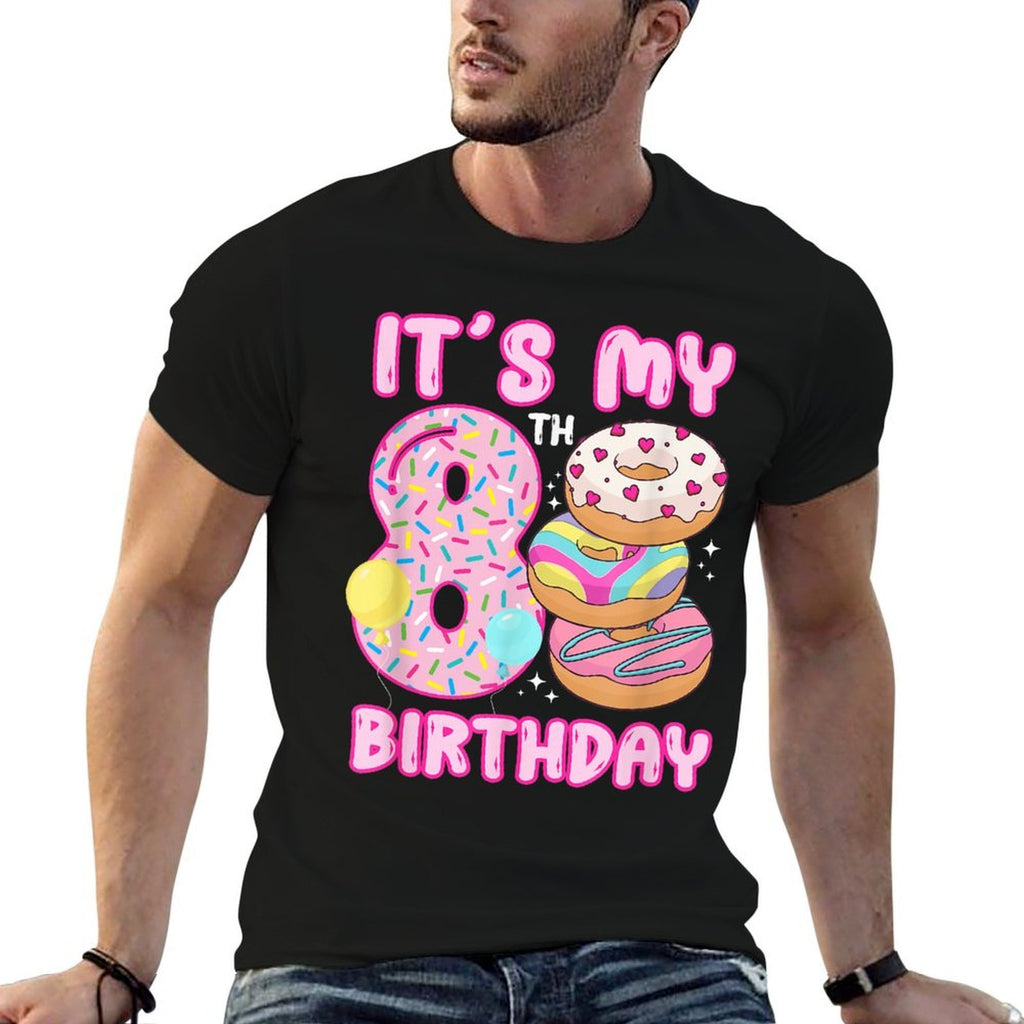 8th Donut Themed Birthday Eight Year Old Girl Donuts  Relaxed-fit T-Shirt
