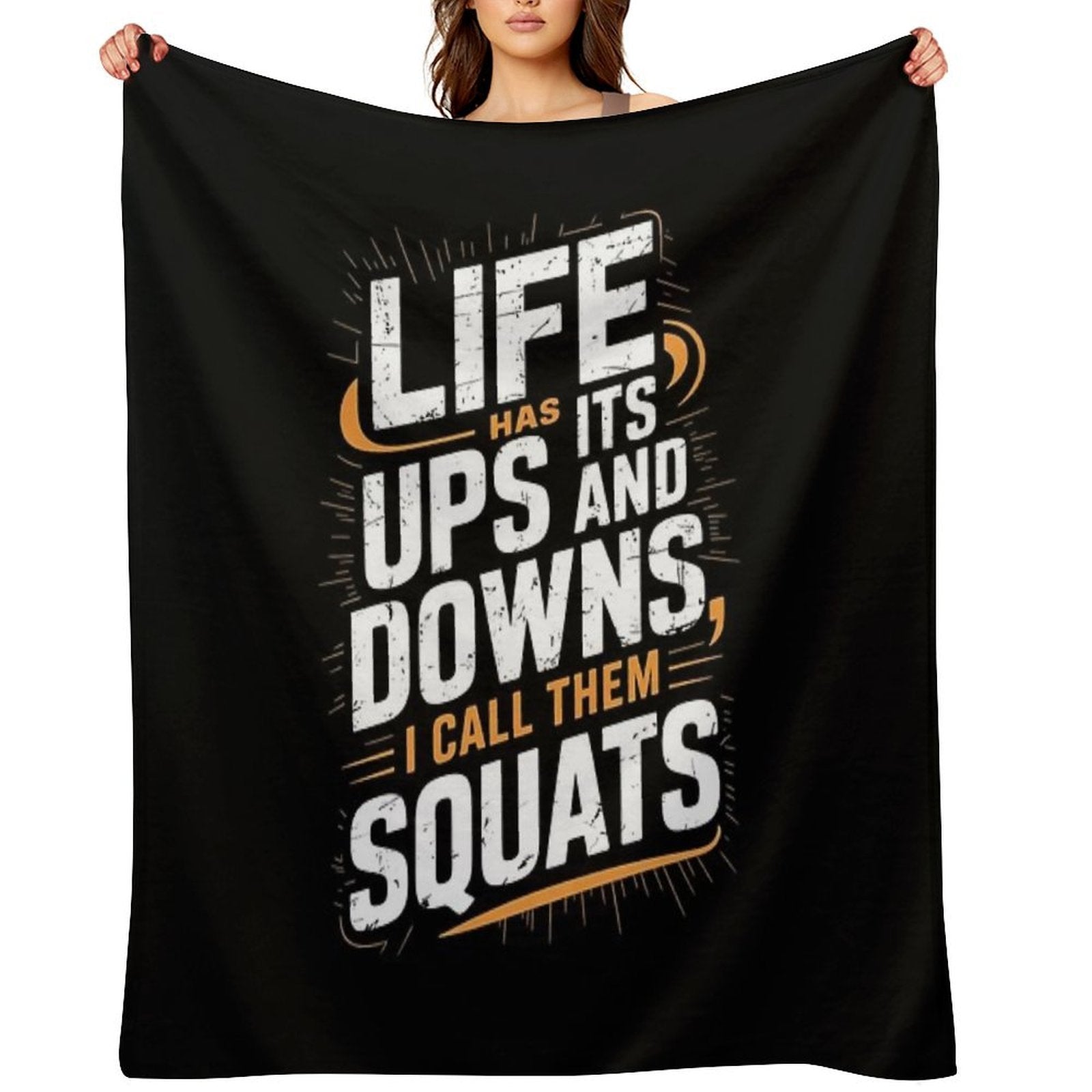 Fitness Gym Workout Weights Squat Plush Throw Blanket