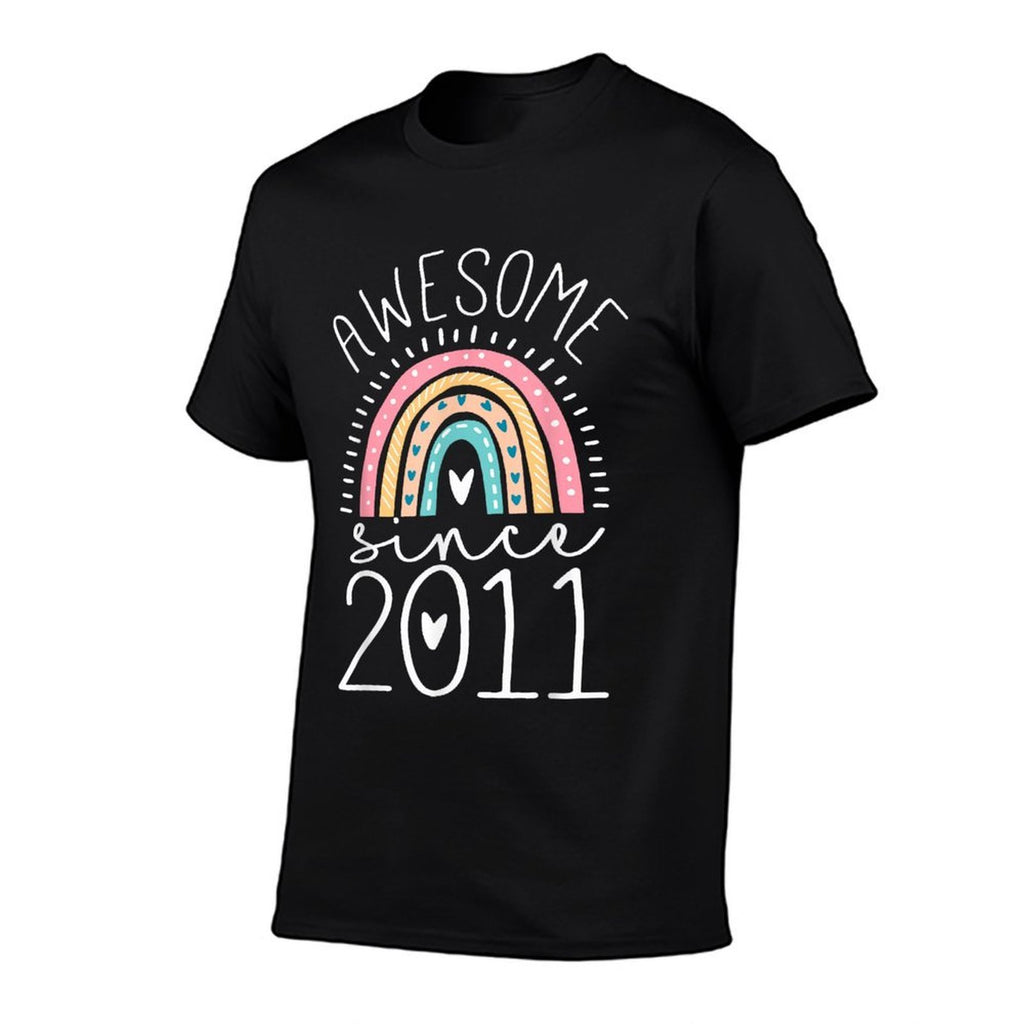 Awesome Since 2011 14th Birthday Rainbow Gifts Born In 2011  Fade-proof Color T-Shirt