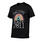 Awesome Since 2011 14th Birthday Rainbow Gifts Born In 2011  Fade-proof Color T-Shirt
