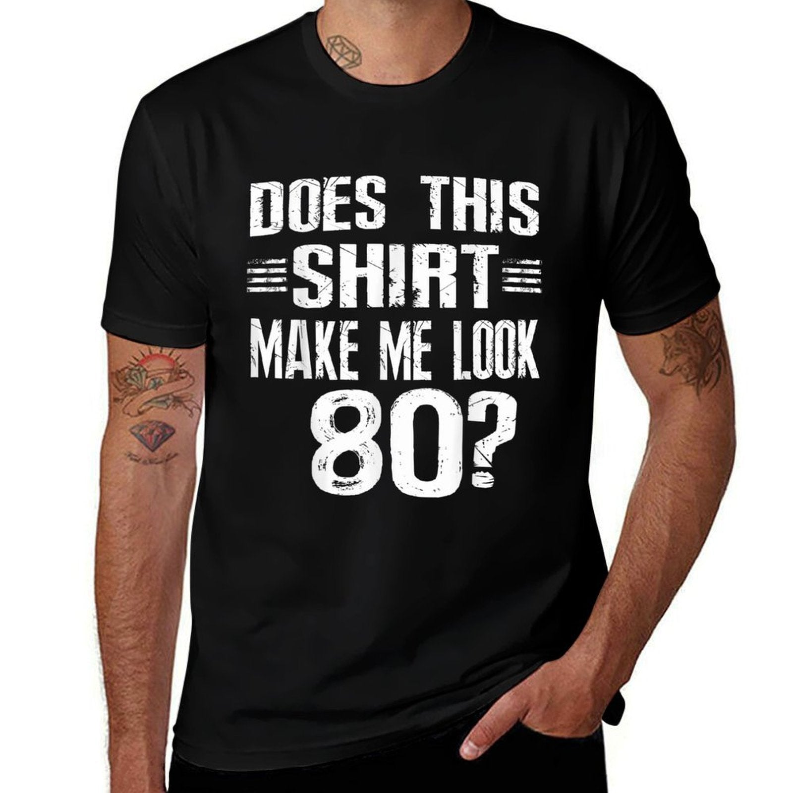 Does This Make Me Look 80 Fun 80th Birthday  Oversized Silhouette T-Shirt