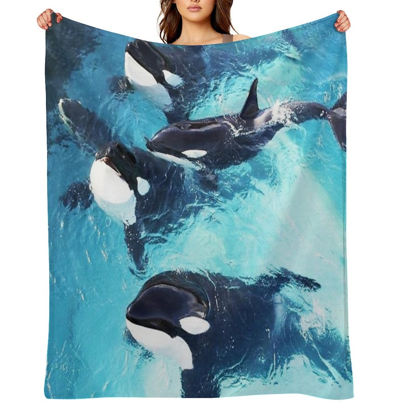 Whale in Blue Ocean Versatility Throw Blanket