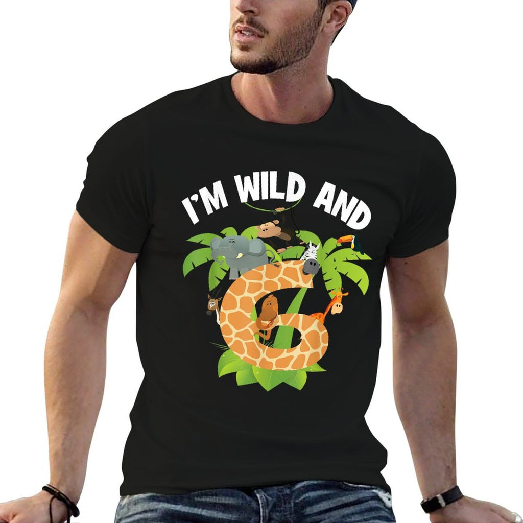 I'm Wild And 6 Years Old Zoo Theme 6th Birthday Animal Party  Stretchy T-Shirt