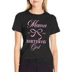 Mama Of The Birthday Girl Coquette Aesthetic Pink Bow  Eco-friendly Material T-Shirt