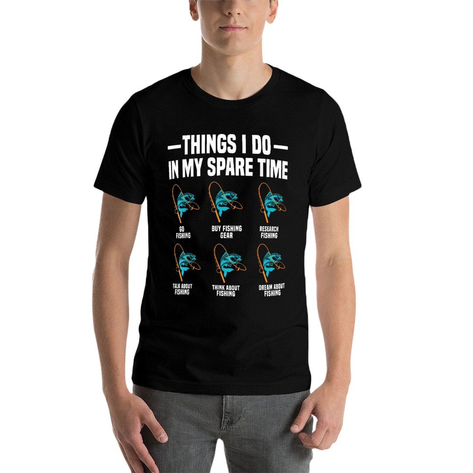 Fishing Things I Do In My Spare Time Funny Fishing Fisherman  Heathered Texture T-Shirt