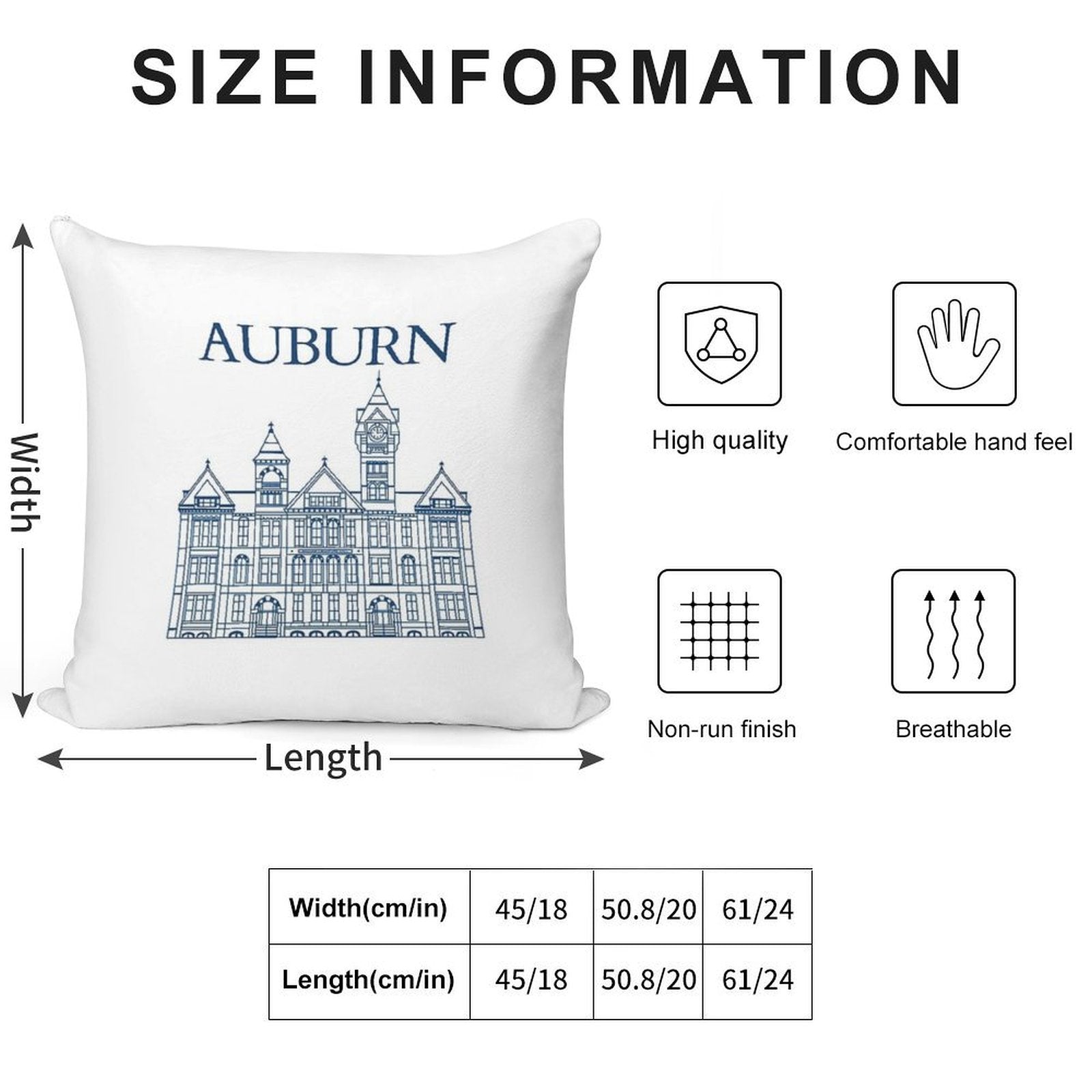 Samford Hall Soft Decorative Cover Throw Pillow