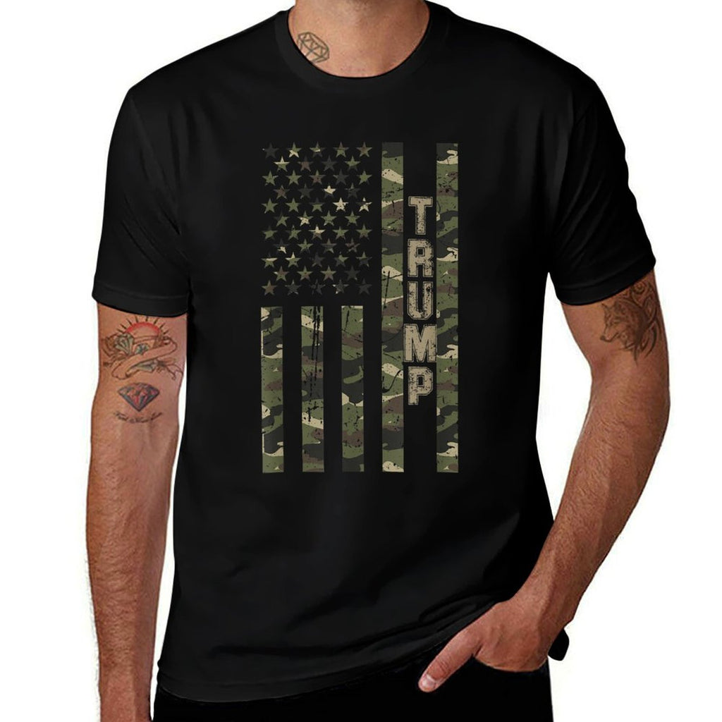 Trump United States Distressed Camo W US  Slim-fit Cut T-Shirt