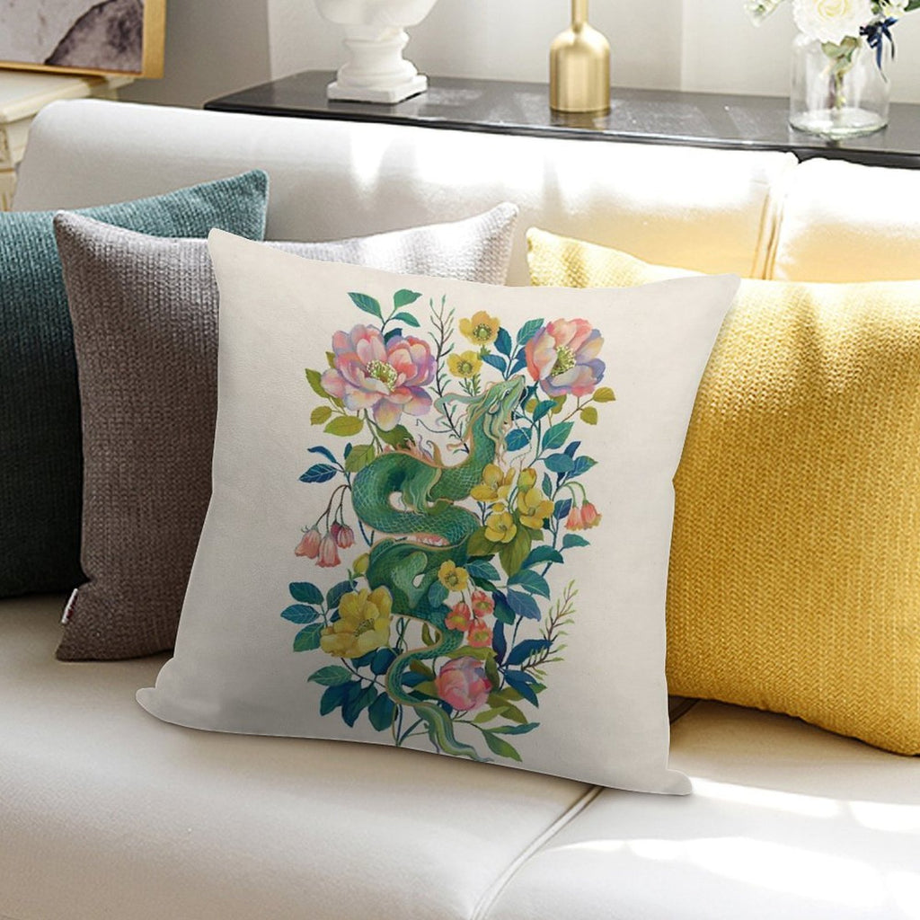Floral Dragon Soft Bedroom Essential Throw Pillow