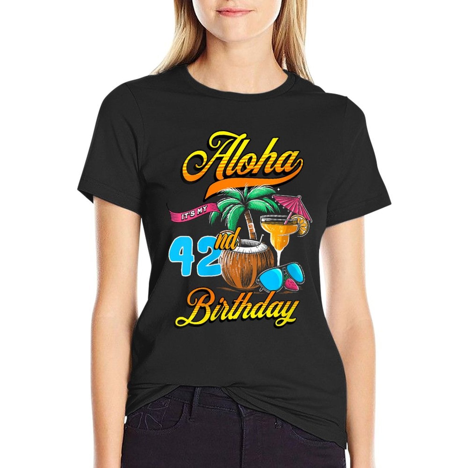 Womens Aloha Its My 42nd Birthday Hawaii Beach 42 Year Old Hawaiian  Odor-resistant T-Shirt