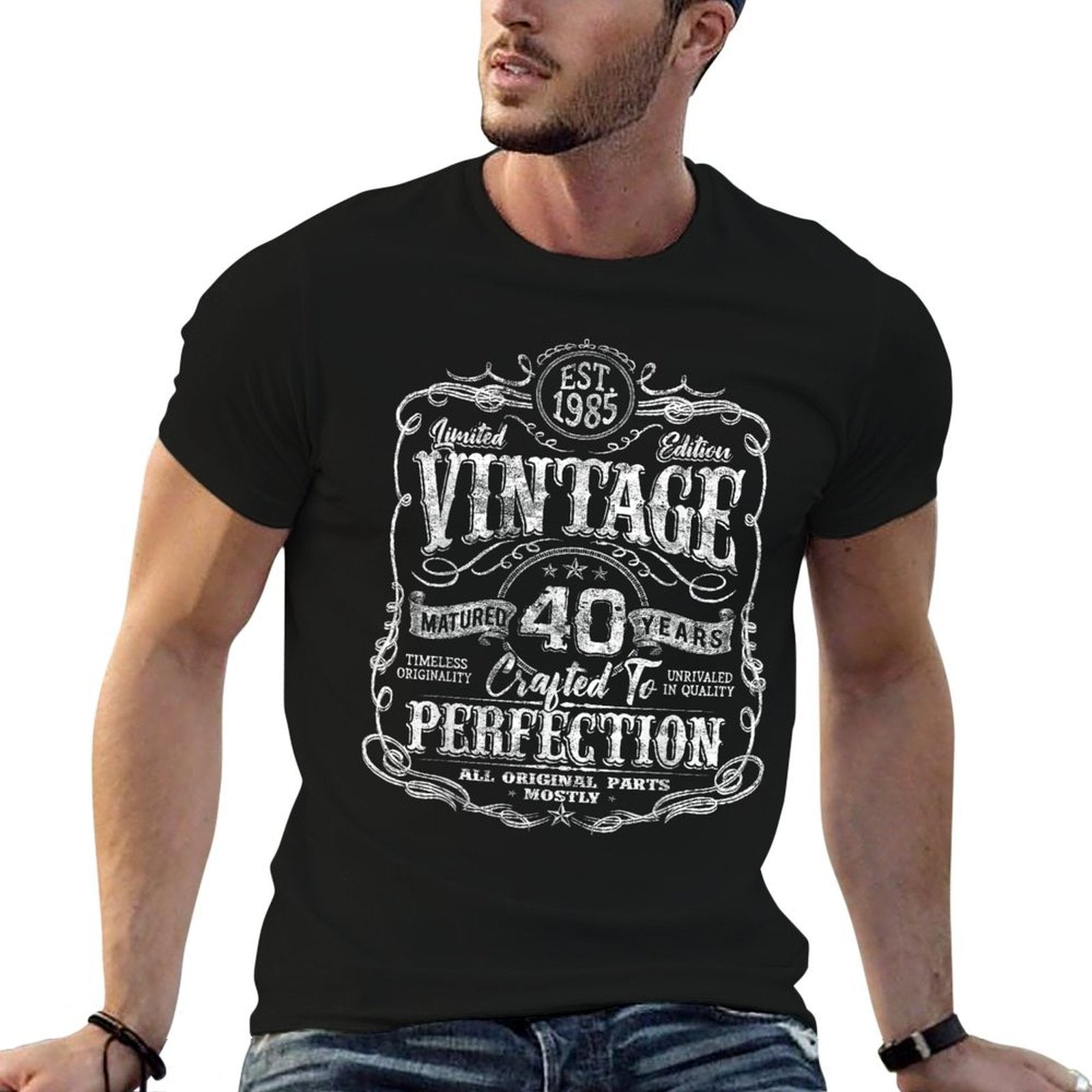 Vintage 1985 Limited Edition 40 Year Old 40th Birthday  Oversized Silhouette T-Shirt