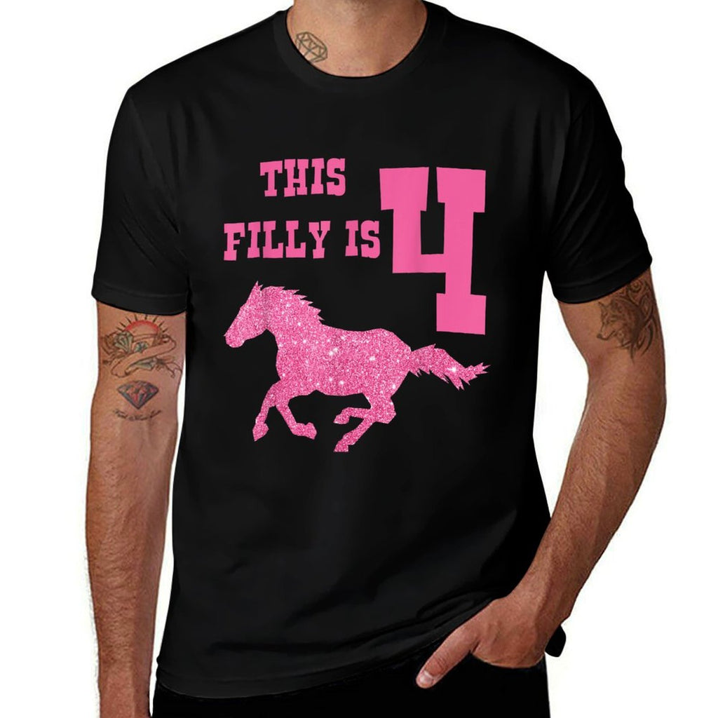 Kids 4th Birthday Horse - Party for 4 Year Old Girls  Graphic-printed T-Shirt