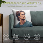 Handsome Icon Illustrated Tribute to Brad Pitt Soft High-Density Material Throw Pillow