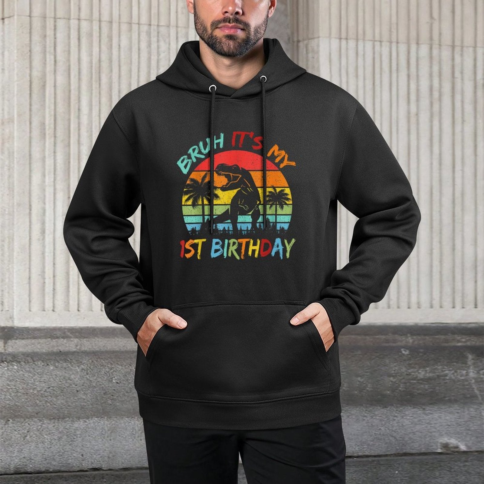 Bruh It's My 1st Birthday Dinosaur 1 Year Old Versatile Streetwear Hoodie