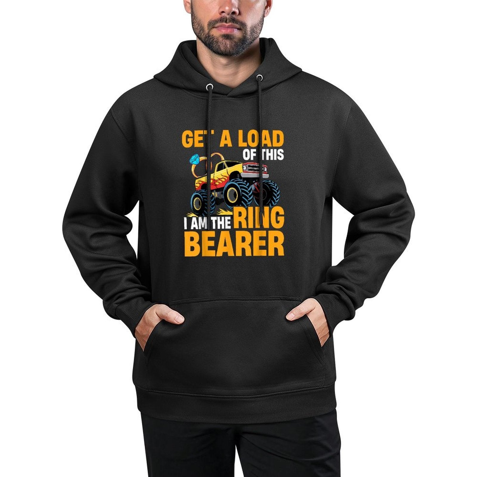 Wedding Iam The Ring Bearer Funny Monster Truck Boys Cotton-Polyester Blend Hoodie