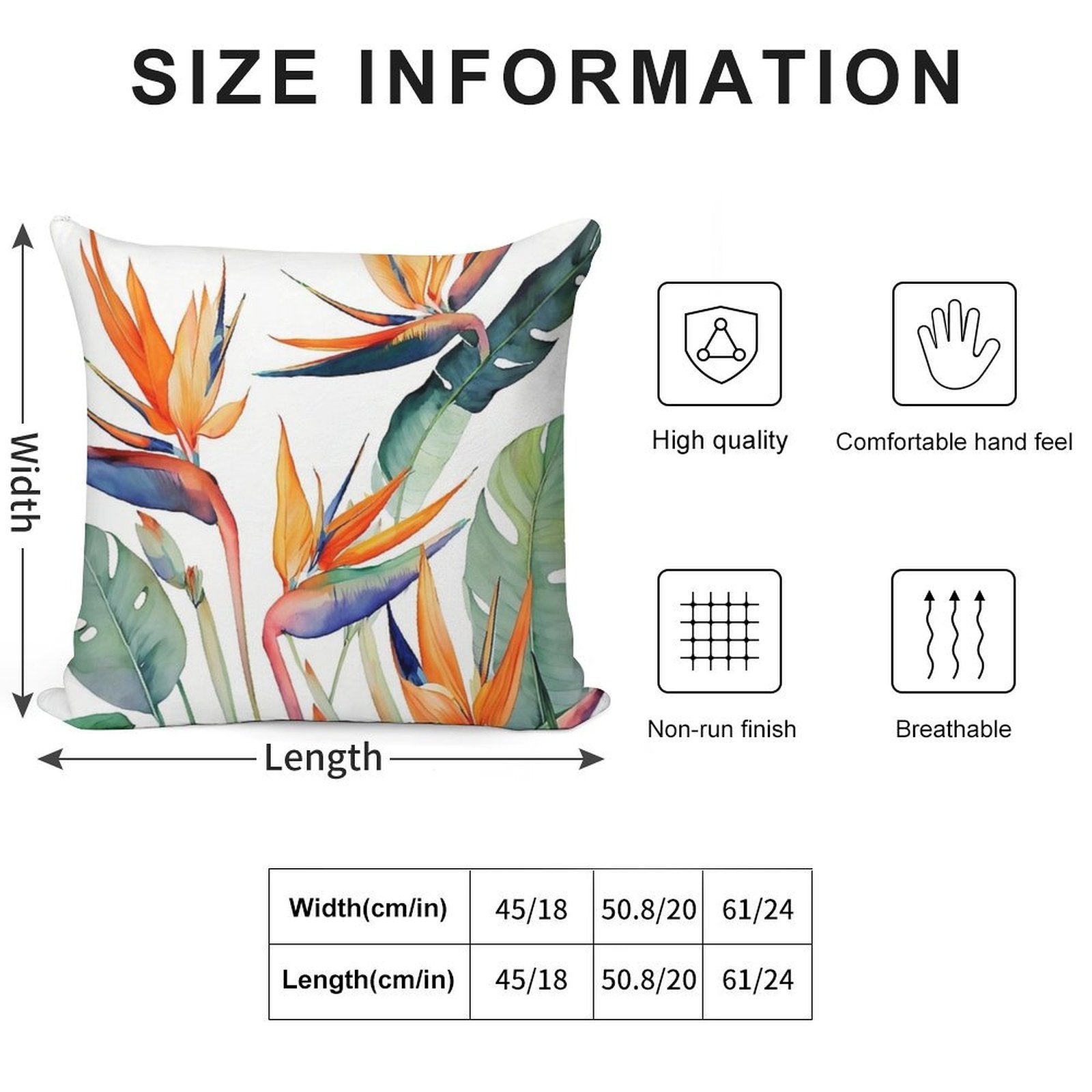 Birds of Paradise Soft Short Plush Fabric Throw Pillow