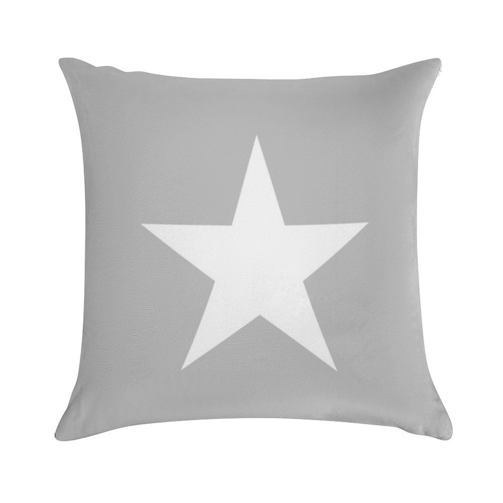 Single WHITE STAR on A SILVER GREY Background Soft Skin-Friendly Throw Pillow