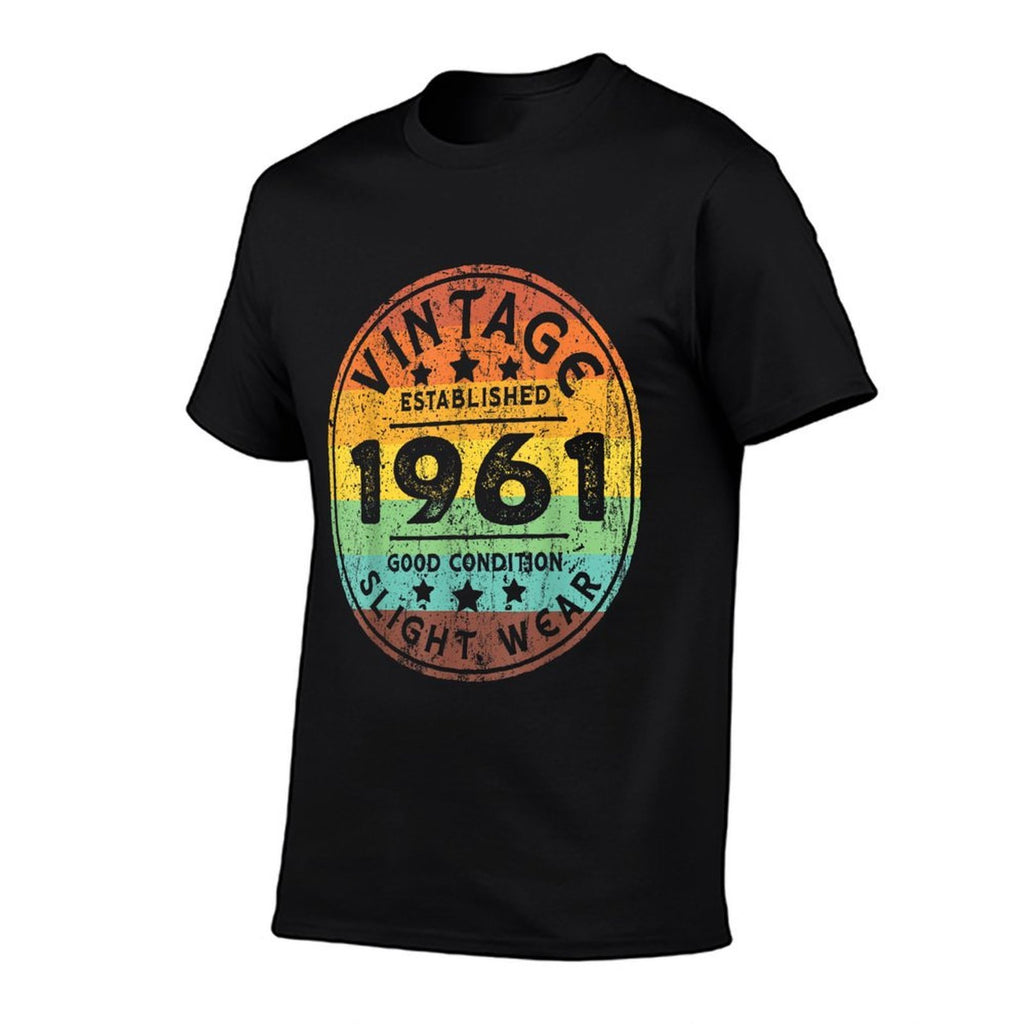 Vintage Established 1961 62nd Birthday Party Retro Men  Wrinkle-resistant T-Shirt