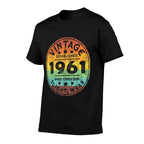 Vintage Established 1961 62nd Birthday Party Retro Men  Wrinkle-resistant T-Shirt