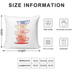 Stack of Cute Vintage Retro Teacups Soft Gift Ready Throw Pillow