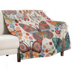 Colorful Whimsical Butterflies And Flowers Puzzle Travel-friendly Throw Blanket