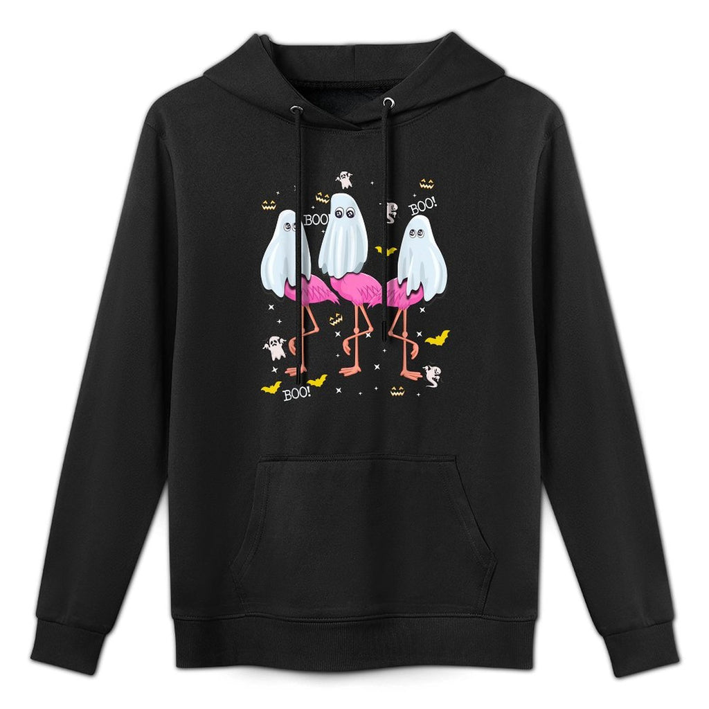 Funny Flamingo Boo Halloween Party Medium-Weight Fabric Hoodie